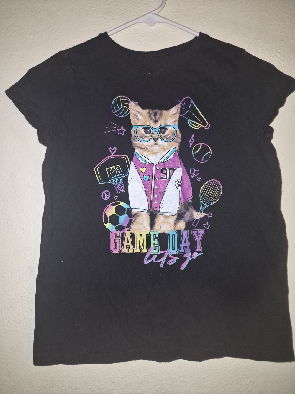 Game Day Cat Graphic Pet Tee - Black